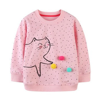 Little maven Pink Baby Girls Φούτερ Άνοιξη φθινόπωρο Παιδικά καθημερινά ρούχα βαμβακερές γάτες ζώων για νήπια παιδικά μπλουζάκια με κουκούλα