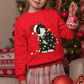 Dzīvnieku kaķu apdruka Daudzkrāsains bērnu apģērbs 2022. gada Ziemassvētku kapuces, meitenes, zēni, Ziemassvētku topi, sporta krekli, bērnu apģērbi, mētelis