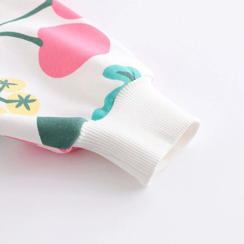 Kokvilnas ziedu apdruka, 2023. gada pavasaris, rudens, jauni bērnu sporta krekli, meiteņu džemperi, topi, bērnu apģērbi, bērnu apģērbi 1–8 g.