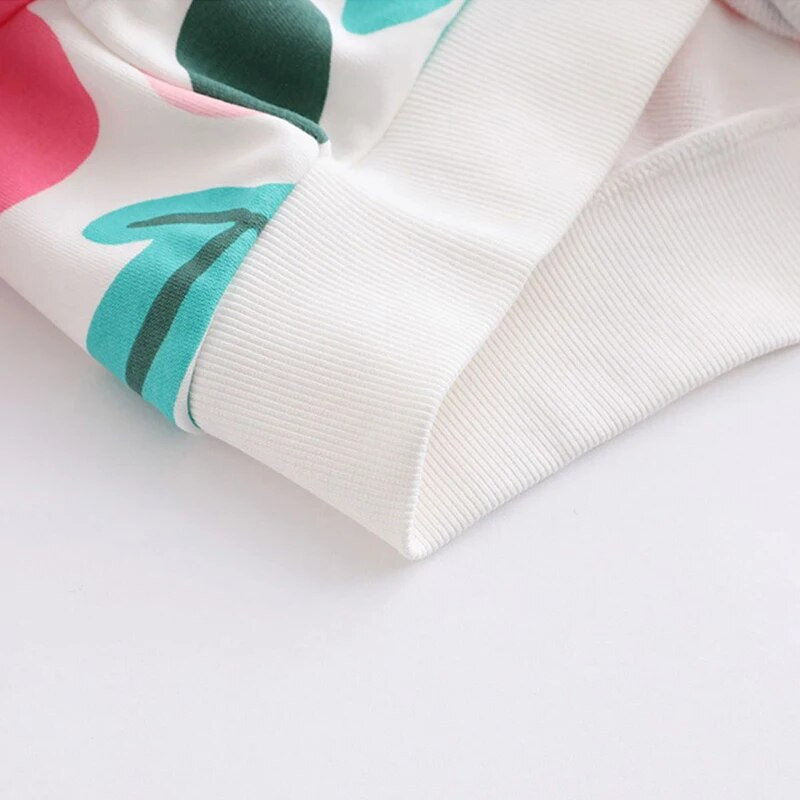 Kokvilnas ziedu apdruka, 2023. gada pavasaris, rudens, jauni bērnu sporta krekli, meiteņu džemperi, topi, bērnu apģērbi, bērnu apģērbi 1–8 g.