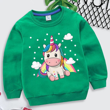 Rainbow Unicorn Hoodie Kids Fashion Casual μακρυμάνικο πουλόβερ Παιδικό φθινοπωρινό μπλουζάκια με κουκούλα Cartoon Cute Unicorn Hoodie