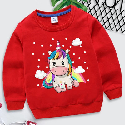 Rainbow Unicorn kapucnis pulóver gyerekeknek divat alkalmi pulóver hosszú ujjú pulóver gyerekeknek őszi kapucnis felsők Rajzfilm Aranyos unikornis kapucnis pulóver