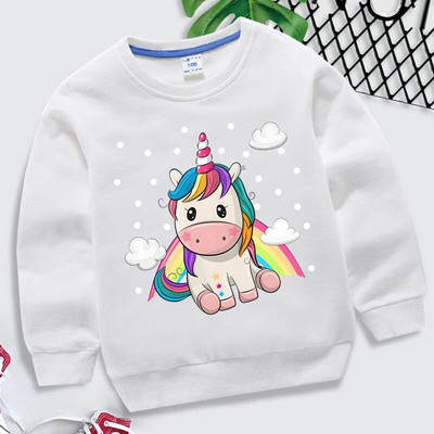 Rainbow Unicorn kapucnis pulóver gyerekeknek divat alkalmi pulóver hosszú ujjú pulóver gyerekeknek őszi kapucnis felsők Rajzfilm Aranyos unikornis kapucnis pulóver