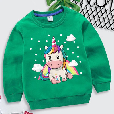 Rainbow Unicorn kapucnis pulóver gyerekeknek divat alkalmi pulóver hosszú ujjú pulóver gyerekeknek őszi kapucnis felsők Rajzfilm Aranyos unikornis kapucnis pulóver