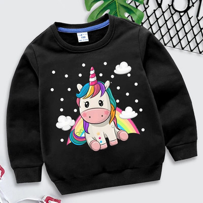 Rainbow Unicorn kapucnis pulóver gyerekeknek divat alkalmi pulóver hosszú ujjú pulóver gyerekeknek őszi kapucnis felsők Rajzfilm Aranyos unikornis kapucnis pulóver