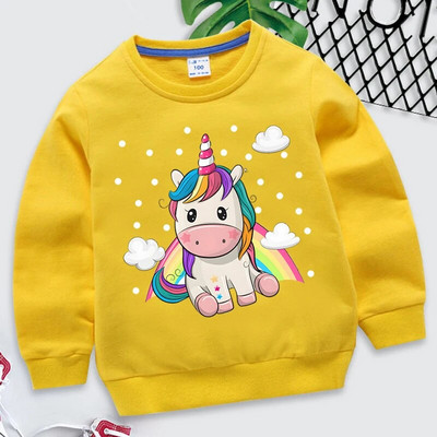 Rainbow Unicorn kapucnis pulóver gyerekeknek divat alkalmi pulóver hosszú ujjú pulóver gyerekeknek őszi kapucnis felsők Rajzfilm Aranyos unikornis kapucnis pulóver