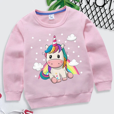 Rainbow Unicorn kapucnis pulóver gyerekeknek divat alkalmi pulóver hosszú ujjú pulóver gyerekeknek őszi kapucnis felsők Rajzfilm Aranyos unikornis kapucnis pulóver