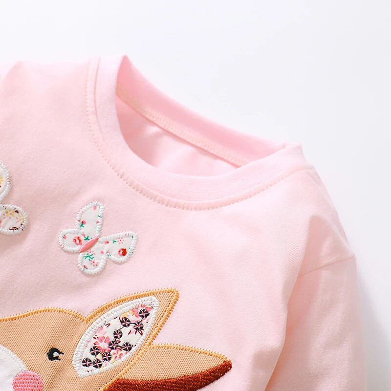 Little Maven 2023 Bērnu apģērbi Meiteņu Bērnu apģērbi Topi Izšuvumi Multfilmas Brieži T-krekls Kokvilna bērniem Zēniem