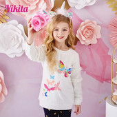 VIKITA Bērnu kapuces Meiteņu džemperi ar tauriņu apdruku rudens pavasara kokvilnas ikdienas topi Bērnu džemperi sporta džemperi 3-12 g.