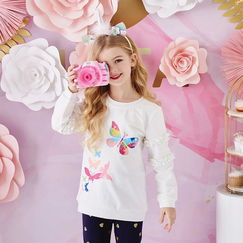 VIKITA Bērnu kapuces Meiteņu džemperi ar tauriņu apdruku rudens pavasara kokvilnas ikdienas topi Bērnu džemperi sporta džemperi 3-12 g.