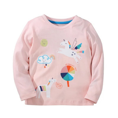 Jumping Meters 2-7T Autumn Spring Girls T Shirts Unicorn Print Fashion Children`s Clothing Long Sleeve Baby Wear Blouse Shirts