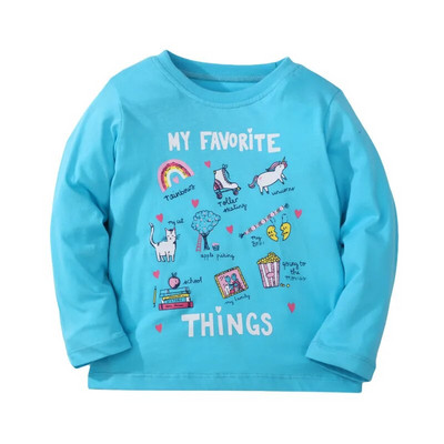 Jumping Meters 2-7T Őszi tavaszi lányok pólók Unikornis mintás Divat Gyermekruházat Hosszú ujjú babaviselet blúz ingek