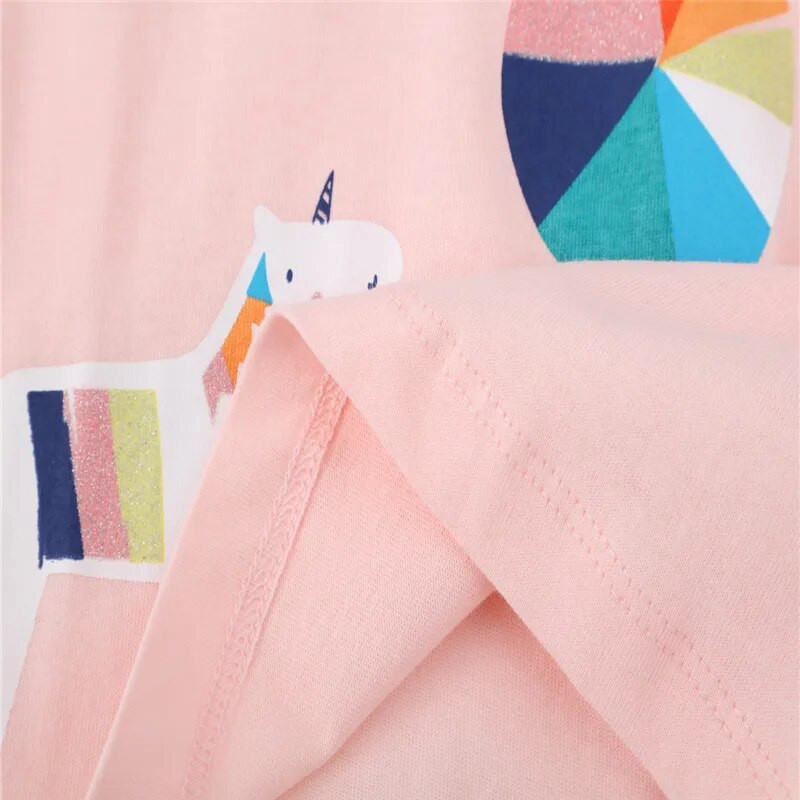 Jumping Meters 2-7T Őszi tavaszi lányok pólók Unikornis mintás Divat Gyermekruházat Hosszú ujjú babaviselet blúz ingek