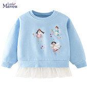 Little maven 2023 Νέα μόδα φούτερ Blue Flower Fairy Pretty Tops Cotton Comfort and Lovely για παιδιά 2-7 ετών