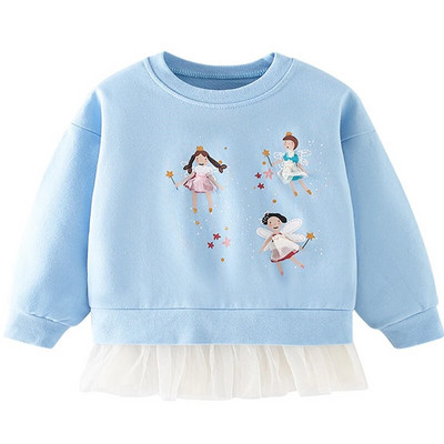 Little maven 2023 Νέα μόδα φούτερ Blue Flower Fairy Pretty Tops Cotton Comfort and Lovely για παιδιά 2-7 ετών