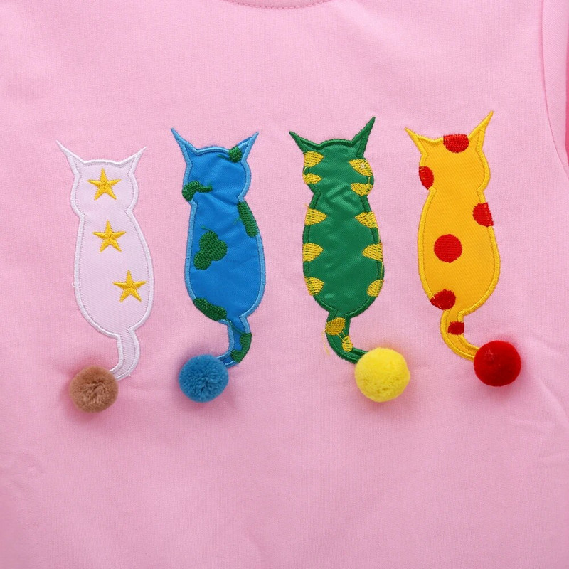 Humors Lāču meiteņu džemperi Tops rudens karikatūra ar garām piedurknēm apdrukāta Koreja Jauka bērnu blūze Bērnu apģērbi