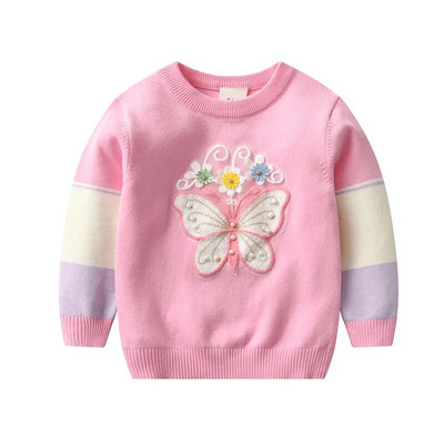 Jumping Meters 3-7T Butterfly Long Sleeve New Arrival Κοριτσίστικα Πουλόβερ για Φθινόπωρο Χειμώνα Παιδικά Φούτερ Βρεφικά Ρούχα