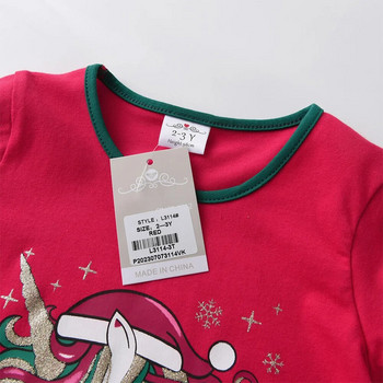 Παιδικό χριστουγεννιάτικο μπλουζάκι DXTON Παιδικό μπλουζάκι από βαμβακερό μακρυμάνικο μπλουζάκι και μπλουζάκια Μονόκερος στάμπα Χριστουγεννιάτικα ρούχα Παιδικό μπλουζάκι