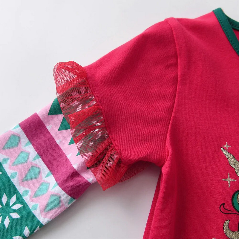 DXTON Bērnu Ziemassvētku T-krekls Bērnu kokvilnas ikdienišķas garās piedurkņu topi un T-krekli Unicorn Print Ziemassvētku ballīšu tērpi Bērnu T-krekls