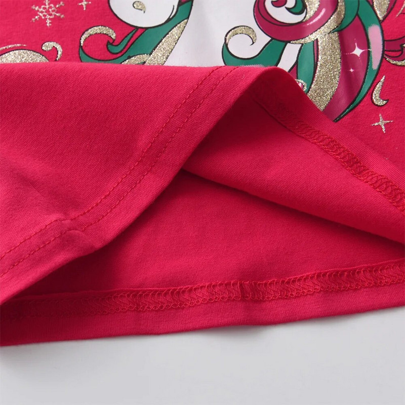 DXTON Bērnu Ziemassvētku T-krekls Bērnu kokvilnas ikdienišķas garās piedurkņu topi un T-krekli Unicorn Print Ziemassvētku ballīšu tērpi Bērnu T-krekls