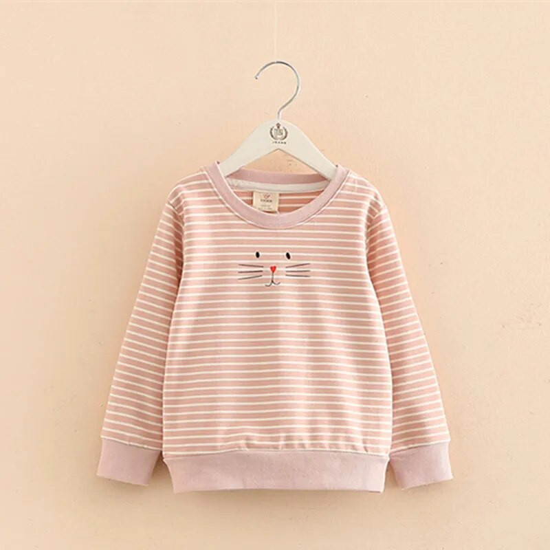 2023. gada pavasara rudens mode 3 4 5 6 7 8 9 10 gadu bērnu kapuces Kokvilnas multfilmas svītrains, plāns džemperis bērniem, meitenēm