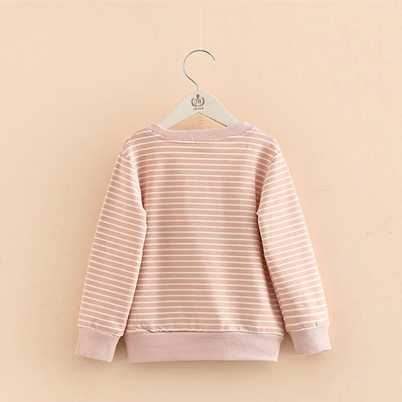 2023. gada pavasara rudens mode 3 4 5 6 7 8 9 10 gadu bērnu kapuces Kokvilnas multfilmas svītrains, plāns džemperis bērniem, meitenēm