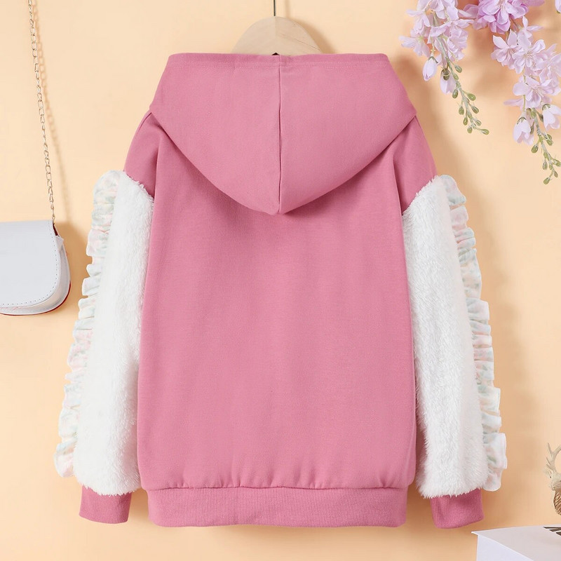 2023. gada jauns rudens bērnu džemperis ar garām piedurknēm ar baltu zirgu apdruku ar kapuci 7–12 gadus vecām meitenēm, ikdienas modes tops