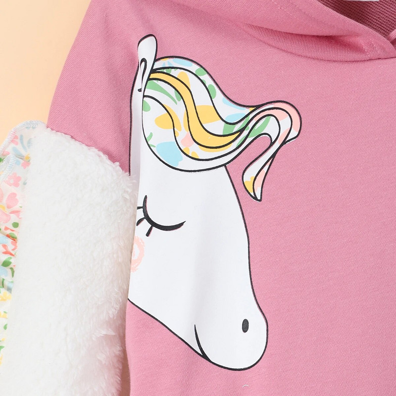 2023. gada jauns rudens bērnu džemperis ar garām piedurknēm ar baltu zirgu apdruku ar kapuci 7–12 gadus vecām meitenēm, ikdienas modes tops