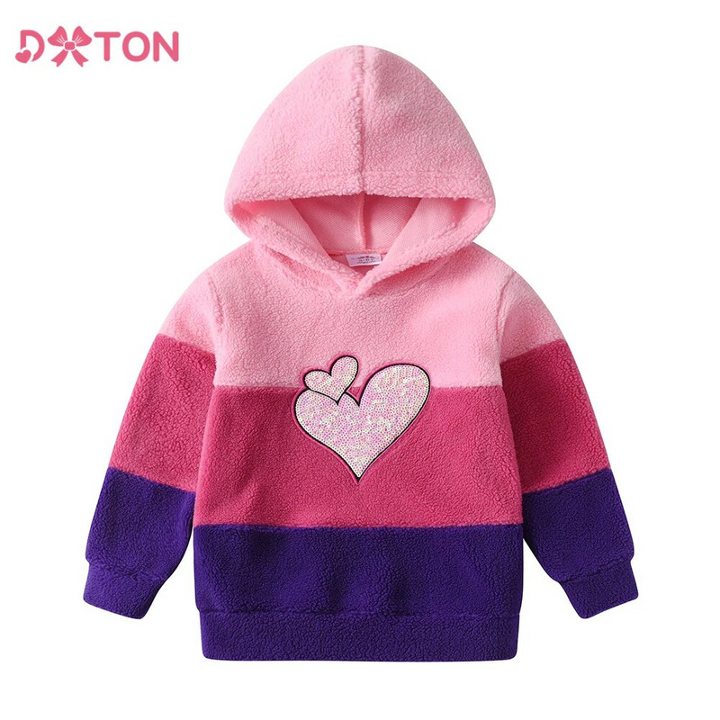 DXTON Ziemas Bērnu Hoodies Meiteņu Džemperi Polāra Fleece Pulovers Bērniem Sporta Topi Topi Sirds fliteriem Meiteņu ikdienas apģērbs