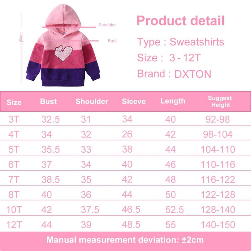 DXTON Ziemas Bērnu Hoodies Meiteņu Džemperi Polāra Fleece Pulovers Bērniem Sporta Topi Topi Sirds fliteriem Meiteņu ikdienas apģērbs