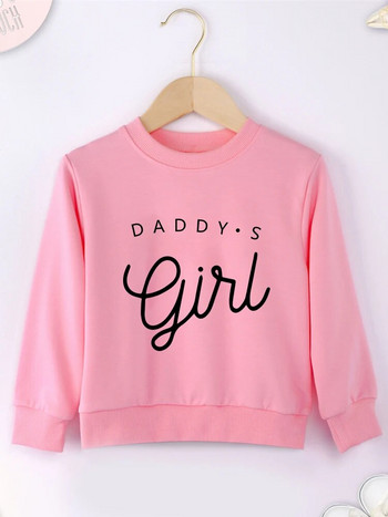 Daddy\'s Girl Print Μινιμαλιστικό Παιδικό πουλόβερ σε στυλ Y2K Κίτρινο Baby Girls Άνετα Φούτερ χωρίς κουκούλα Four Seasons Top Clothes Φούτερ