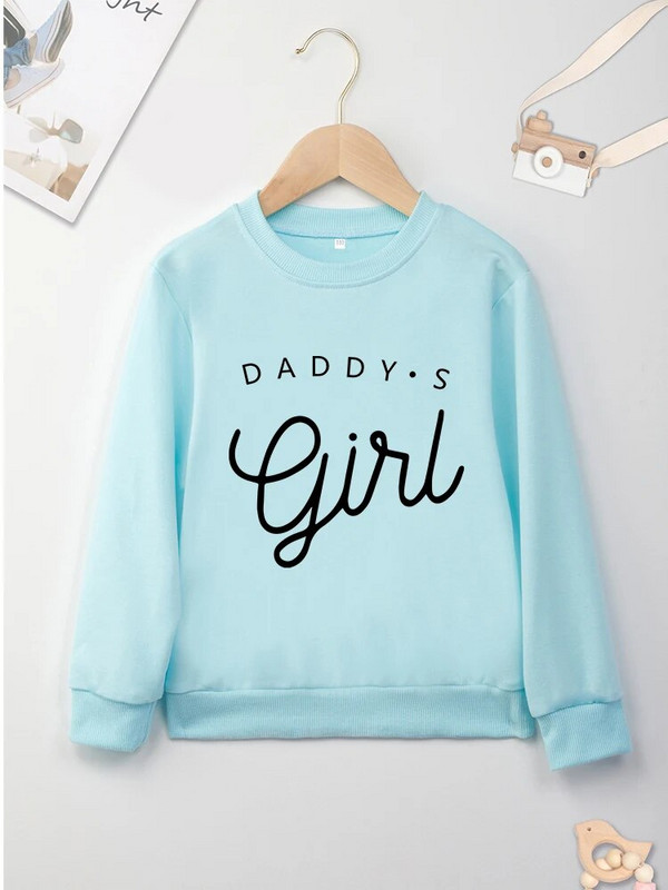 Daddy's Girl Print Minimālisma Y2K Style Bērnu džemperis Dzeltens Baby Girls Ērts Bez kapuces Four Seasons Top Drēbes Džemperi