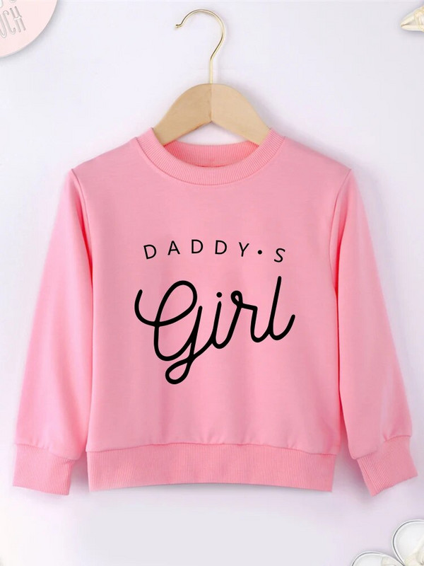 Daddy's Girl Print Minimālisma Y2K Style Bērnu džemperis Dzeltens Baby Girls Ērts Bez kapuces Four Seasons Top Drēbes Džemperi