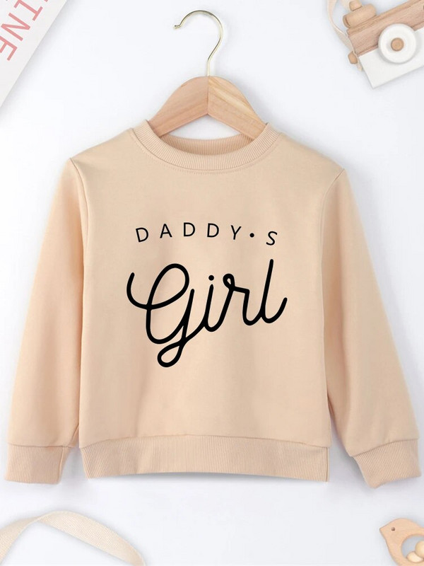 Daddy's Girl Print Minimālisma Y2K Style Bērnu džemperis Dzeltens Baby Girls Ērts Bez kapuces Four Seasons Top Drēbes Džemperi