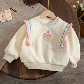 Бебешки суитшърт за момичета Детски качулки с щампи с карикатури Удебелен пуловер 2023 Пролет Есен 1 до 6 години Детски дрехи Корейски стил