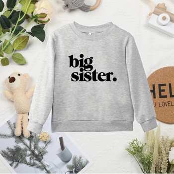 Big Sister Печатни букви Минималистични детски суичъри в цвят каки Висококачествени Y2K удобни горещи пуловери без качулка за момичета Горни дрехи