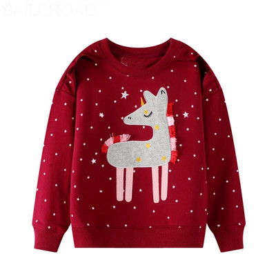 Little maven Girls 2023 jauni džemperi Dzīvnieku putni ar ziediem izšuvumi Meiteņu džemperis ar garām piedurknēm bērnu apģērbiem