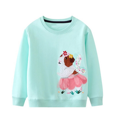 Little maven Girls 2023 jauni džemperi Dzīvnieku putni ar ziediem izšuvumi Meiteņu džemperis ar garām piedurknēm bērnu apģērbiem