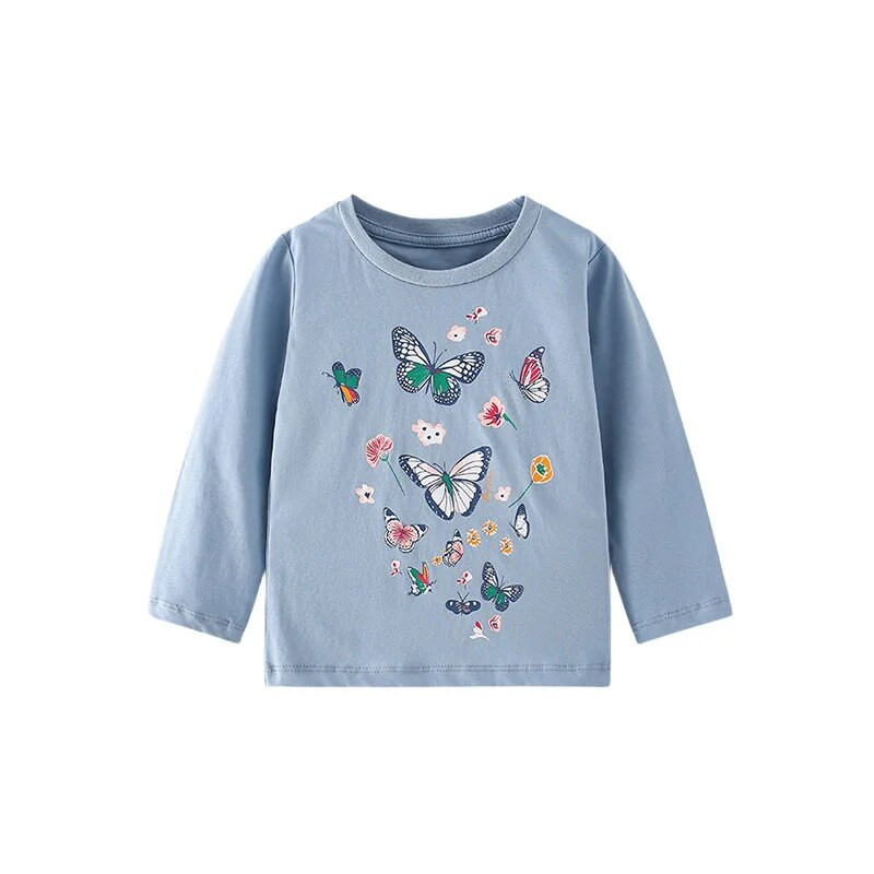 Lēcieni metri 2-7T Dzīvnieki Zīdaiņi Meitenes T krekli Rudens Mode Bērnu Apģērbi Aplikācijas Kabatas Mazu bērnu kostīmi Mīlīgi topi