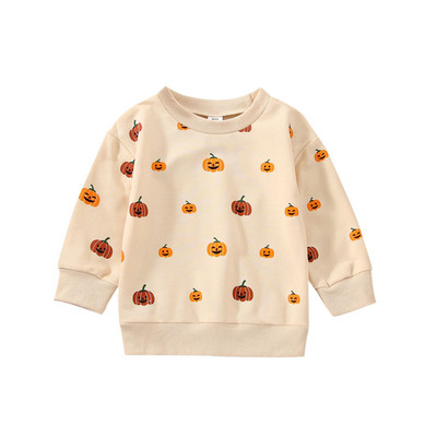 2022-08-18 Lioraitiin 0-6 ani Bebeluş Băiat Fată Hanorac de Halloween mânecă lungă imprimat cu dovleac Top cu gât 3 stiluri