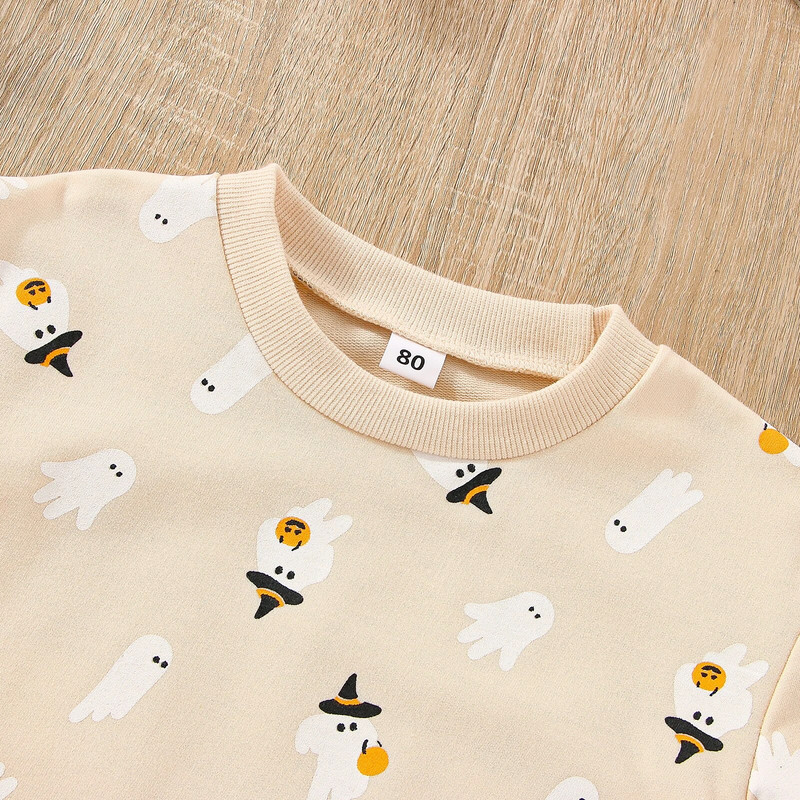 2022-08-18 Lioraitiin 0-6 ani Bebeluş Băiat Fată Hanorac de Halloween mânecă lungă imprimat cu dovleac Top cu gât 3 stiluri