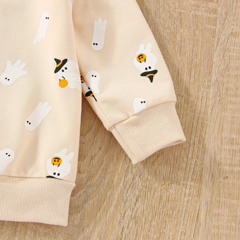 2022-08-18 Lioraitiin 0-6 ani Bebeluş Băiat Fată Hanorac de Halloween mânecă lungă imprimat cu dovleac Top cu gât 3 stiluri