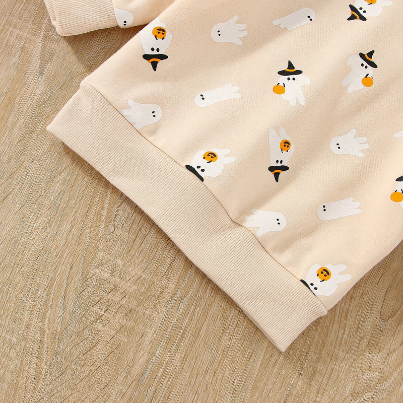 2022-08-18 Lioraitiin 0-6 ani Bebeluş Băiat Fată Hanorac de Halloween mânecă lungă imprimat cu dovleac Top cu gât 3 stiluri