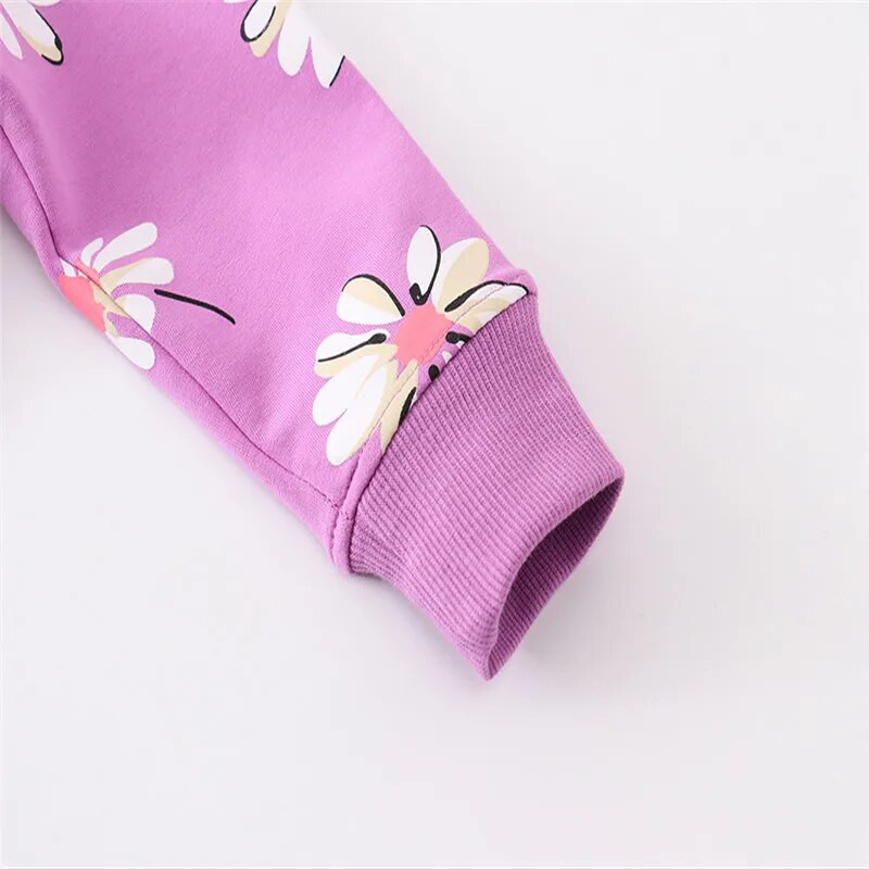 Ugróméterek Új érkezés Lányok Lila Pulóverek Őszi Tavaszi Gyerek Ruházat Virágos hosszú ujjú baba ingek felsők jelmez