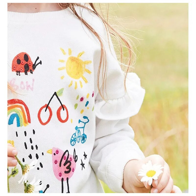 Šokinėjantys metrai Rudens pavasario mergaičių megztiniai su animacinių filmų spaudiniais karštai parduodami vaikiški viršutiniai marškinėliai ilgomis rankovėmis megztiniai marškinėliai mažiems vaikams