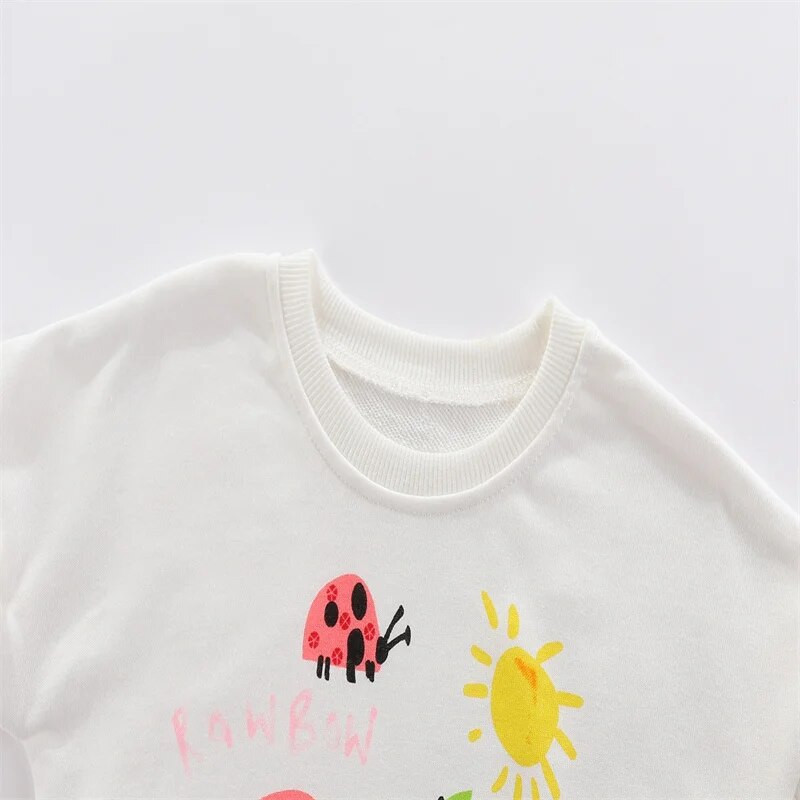 Šokinėjantys metrai Rudens pavasario mergaičių megztiniai su animacinių filmų spaudiniais karštai parduodami vaikiški viršutiniai marškinėliai ilgomis rankovėmis megztiniai marškinėliai mažiems vaikams