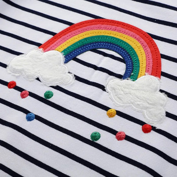 Jumping Meters Νέα άφιξη 2023 Rainbow Βρεφικά ρούχα Καυτά σε πωλήσεις μπλούζες για κορίτσια Φούτερ ρίγες μόδας για νήπια πουκάμισα με κουκούλα