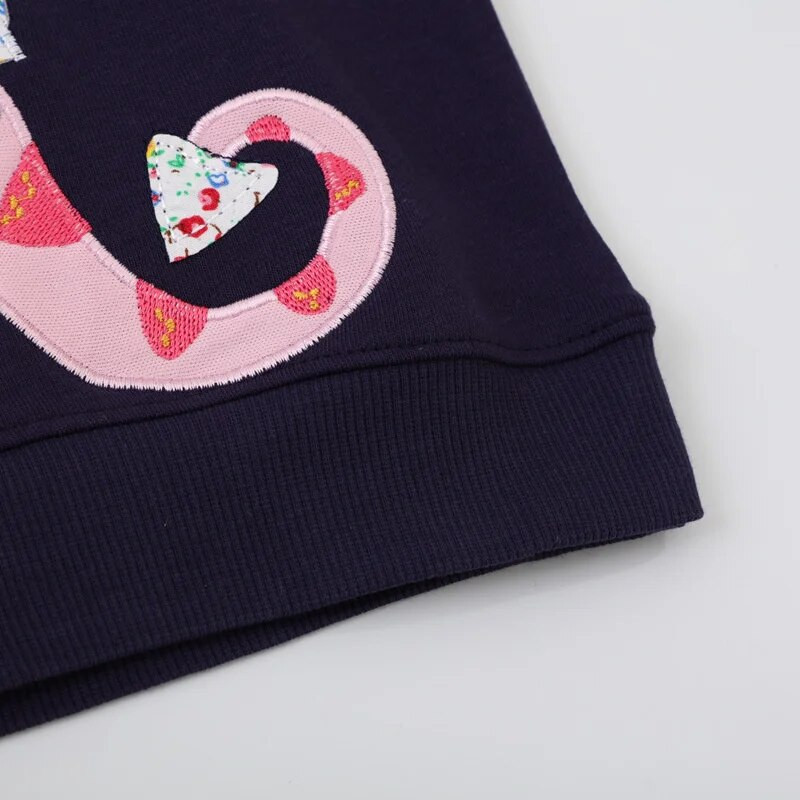 Lēcamie metri 2-7T Meiteņu džemperi Pūķis Aplikācijas Toddler Apģērbs Ar kapuci Topi Rudens pavasaris Bērnu krekli Bērnu kostīms