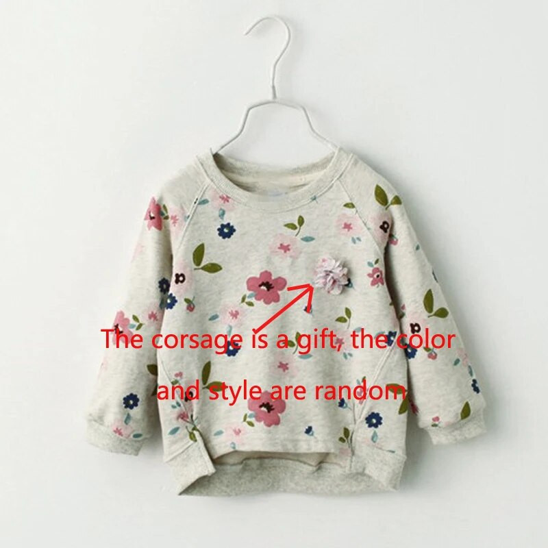 Mazu meiteņu džemperis ar garām piedurknēm Džemperis Bērnu apģērbs Rudens un ziemas ziedu puķu topiņi ar krekliņu apakšā