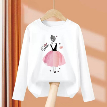 Модна тениска за момичета Aimi Lakana Детски горнища с дълъг ръкав Пролетни парти рокли Момическа памучна риза с щампи